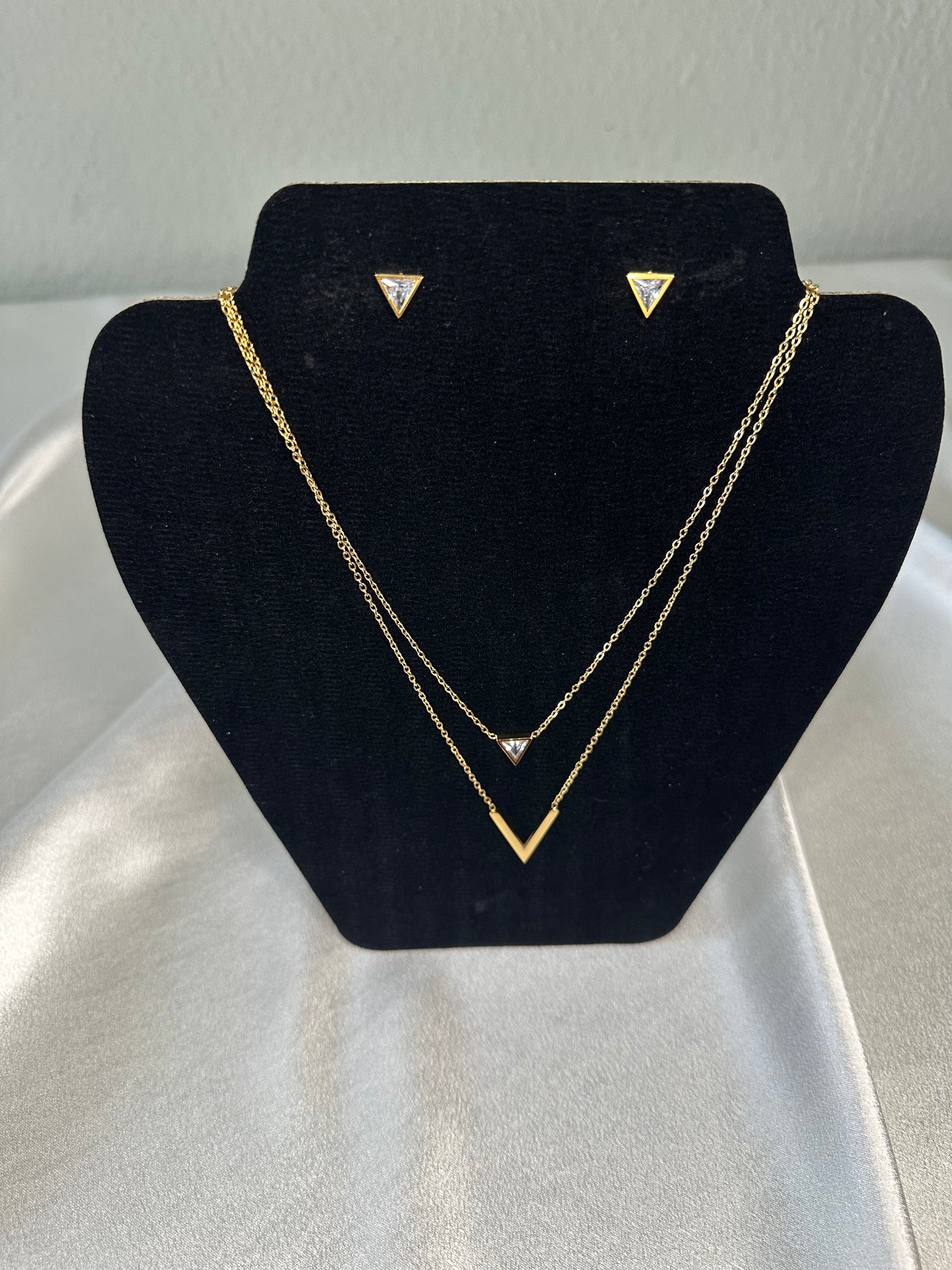 Set Veronika Gold/ Silber (Kette + Ohrringe)
