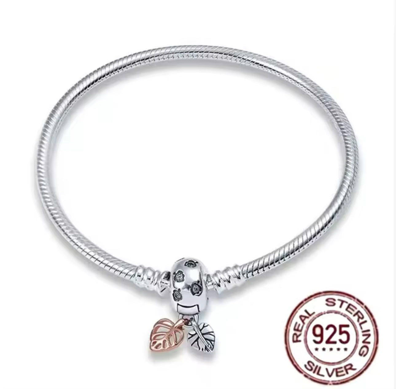 Schlangen-Gliederarmband mit Blätterverschluss