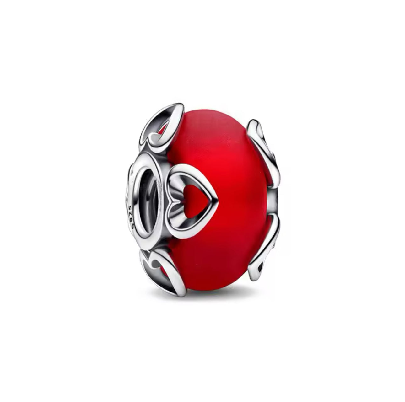 Charm Rot mit Silber Herzen