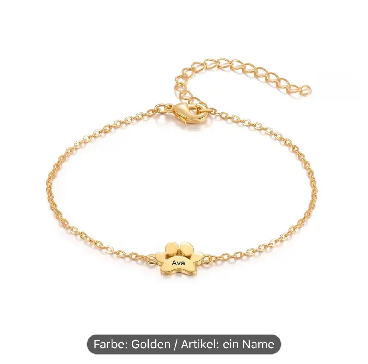 Armband Pfote - personalisiert Gold/ Silber