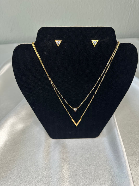 Set Veronika Gold/ Silber (Kette + Ohrringe)
