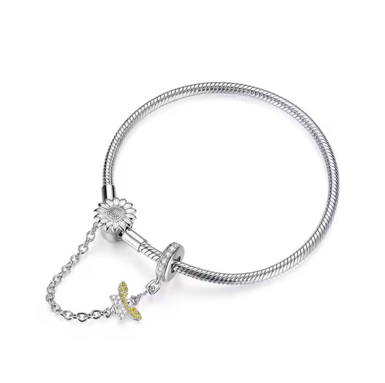 Schlangen-Gliederarmband mit Blumenverschluss