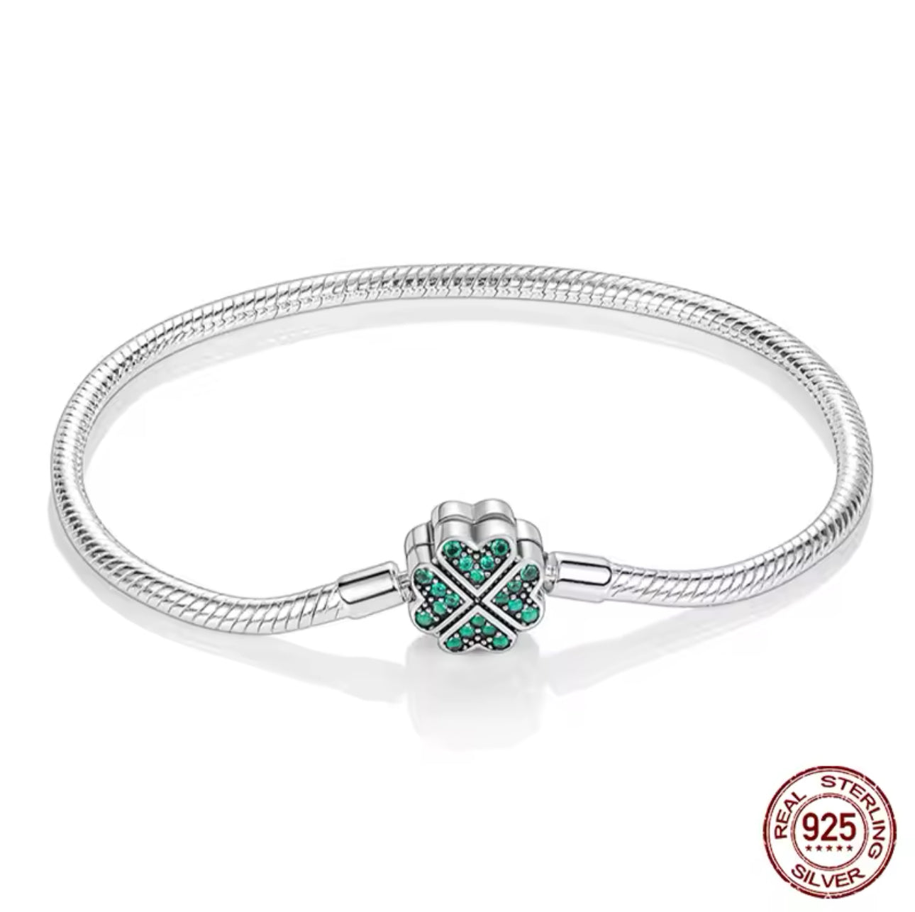 Schlangen-Gliederarmband mit Kleeblattverschluss