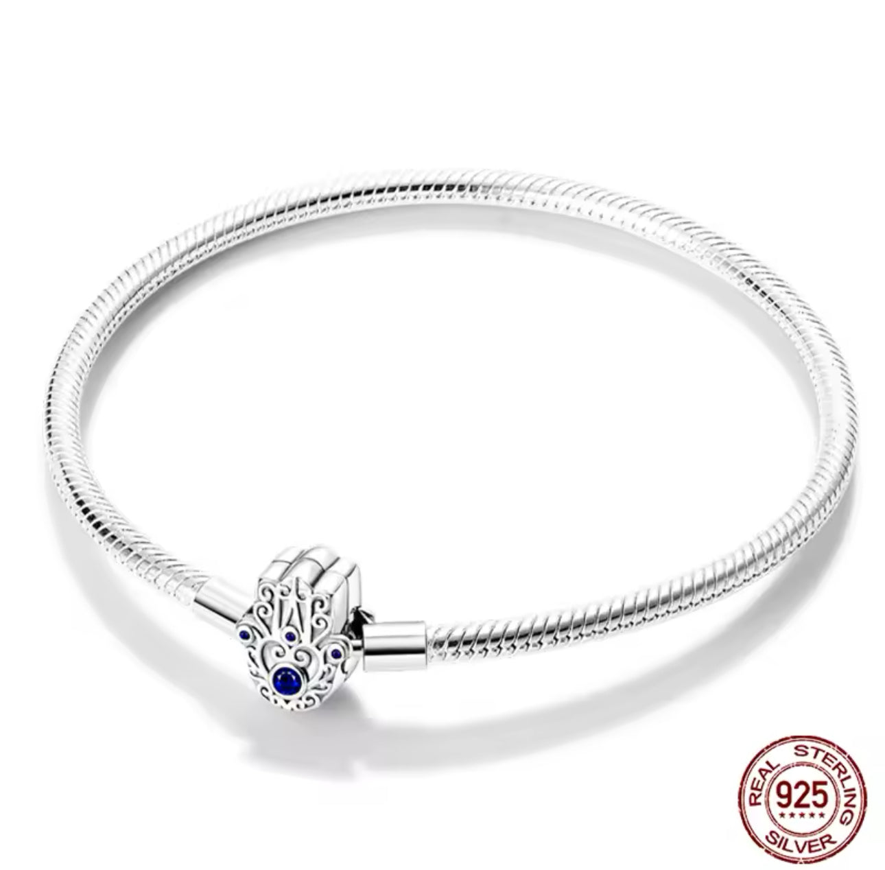 Schlangen-Gliederarmband mit Glücksbringer Hand-Verschluss