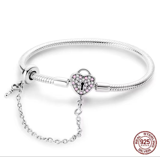 Schlangen-Gliederarmband mit Herzschloss-Verschluss