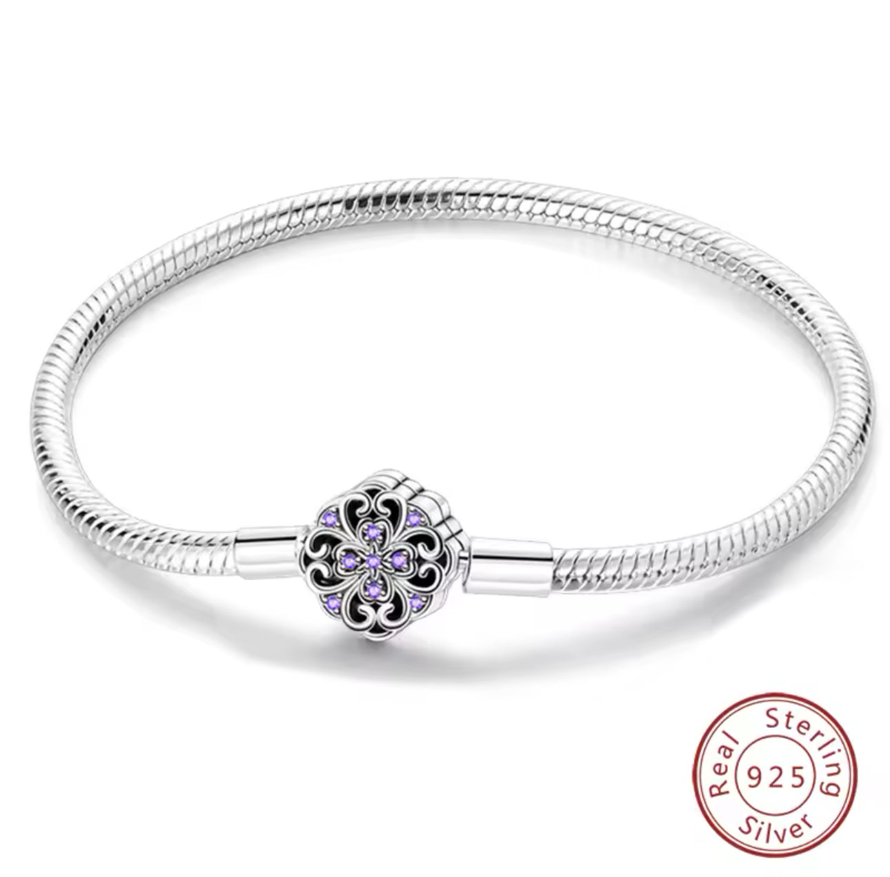 Schlangen-Gliederarmband mit Mandala-Verschluss