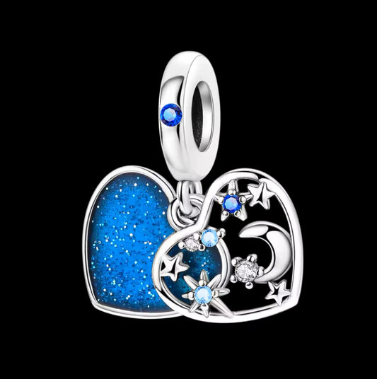 Charm Herz mit Sternen