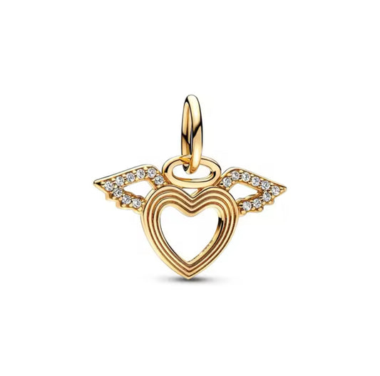Charm Herz mit Flügel Gold