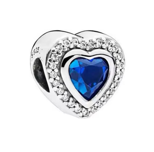 Charm Herz Silber-Blau