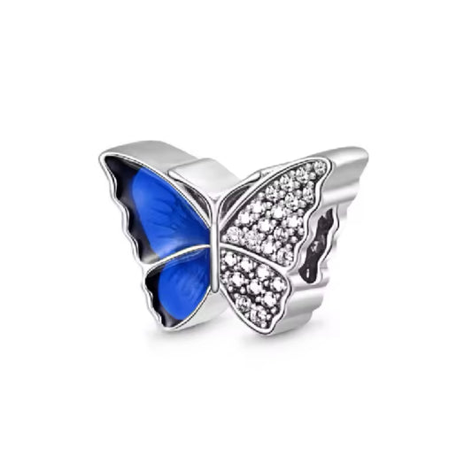 Charm Schmetterling Silber-Blau