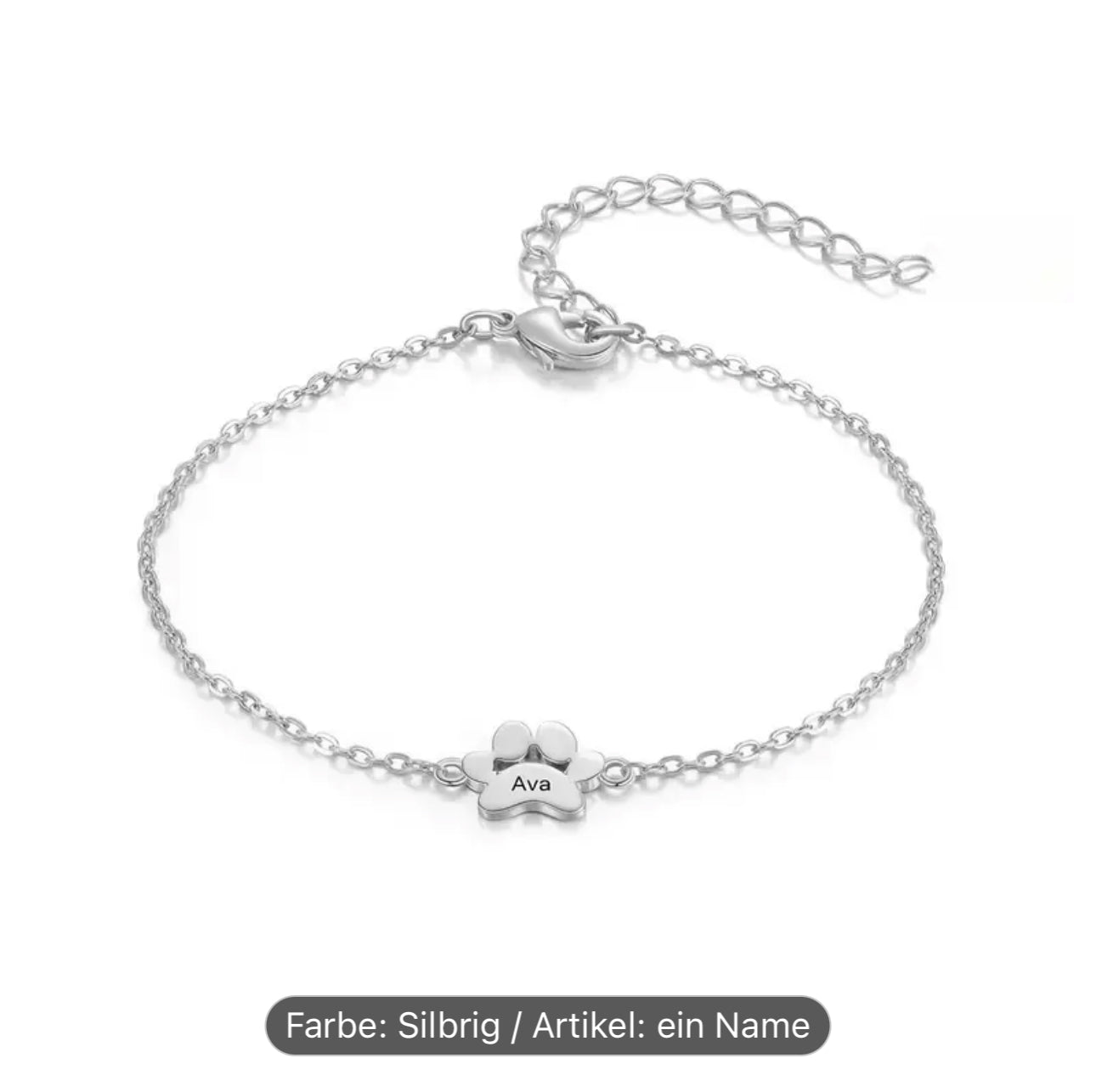 Armband Pfote - personalisiert Gold/ Silber