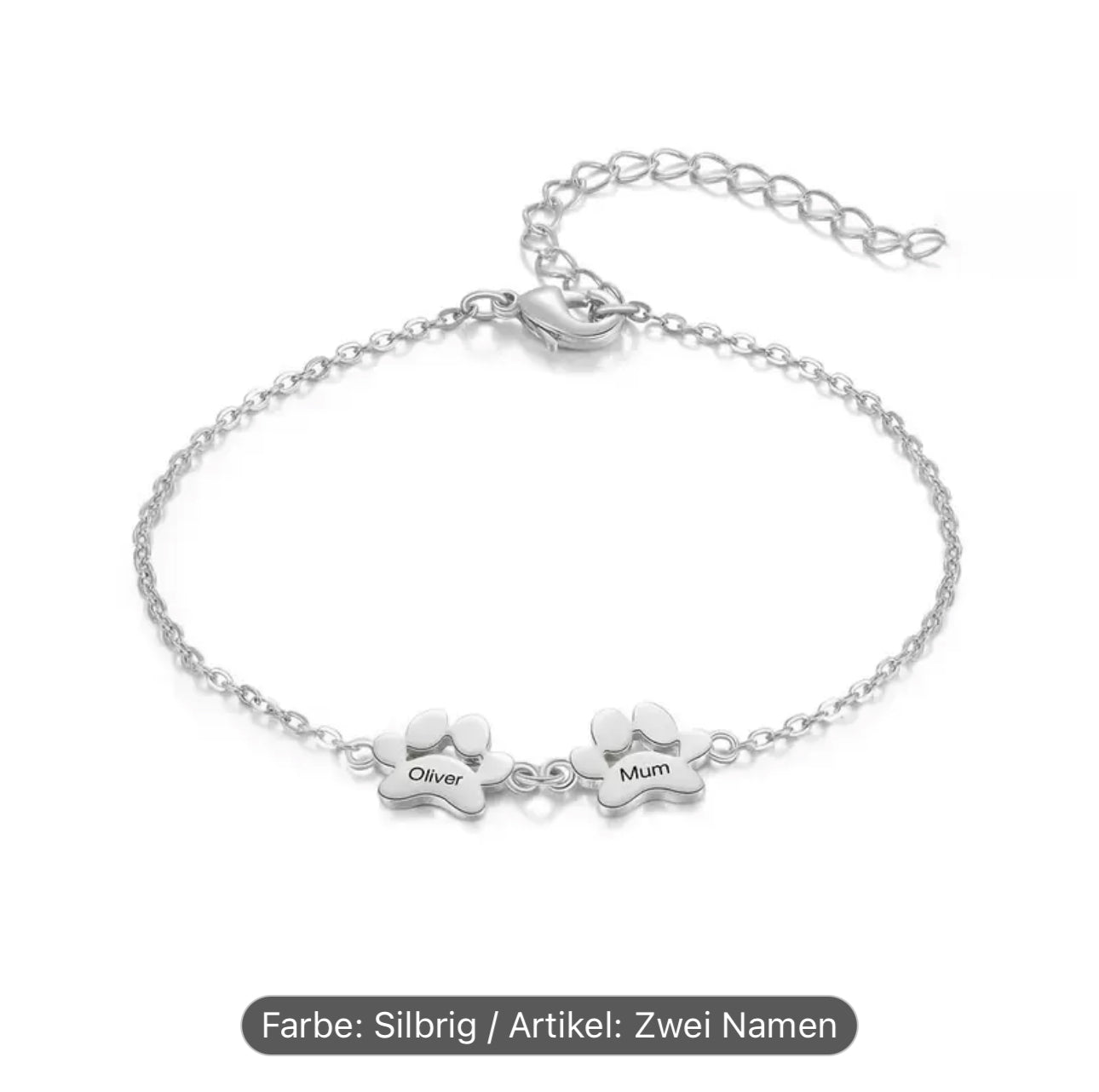 Armband Pfote - personalisiert Gold/ Silber