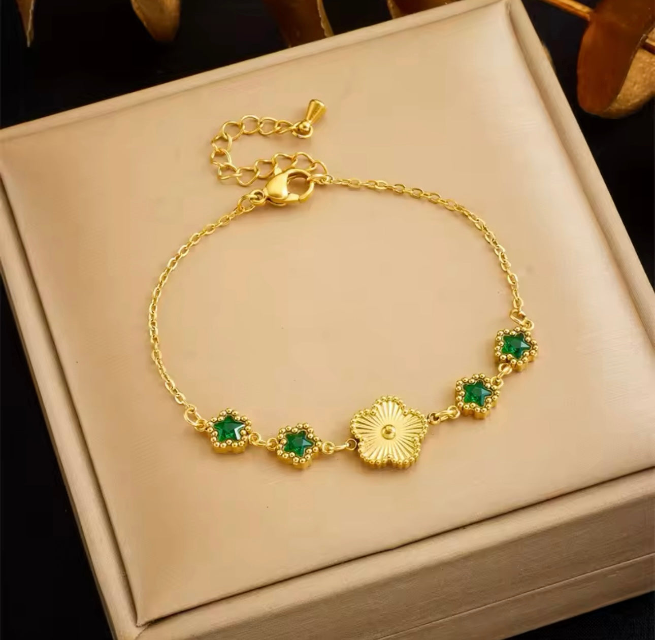 Armband Clover Zirkonia Klar / Grün