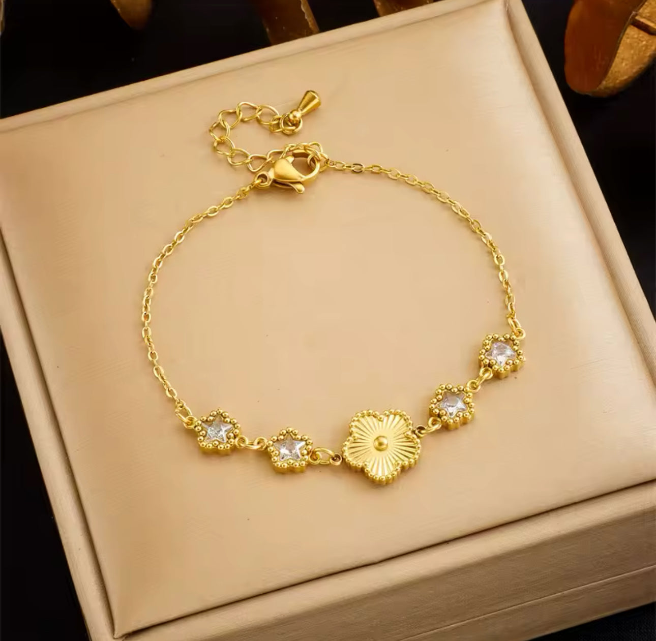 Armband Clover Zirkonia Klar / Grün