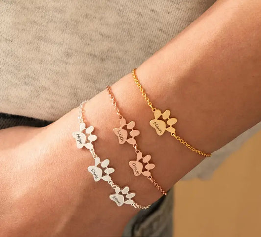 Armband Pfote - personalisiert Gold/ Silber