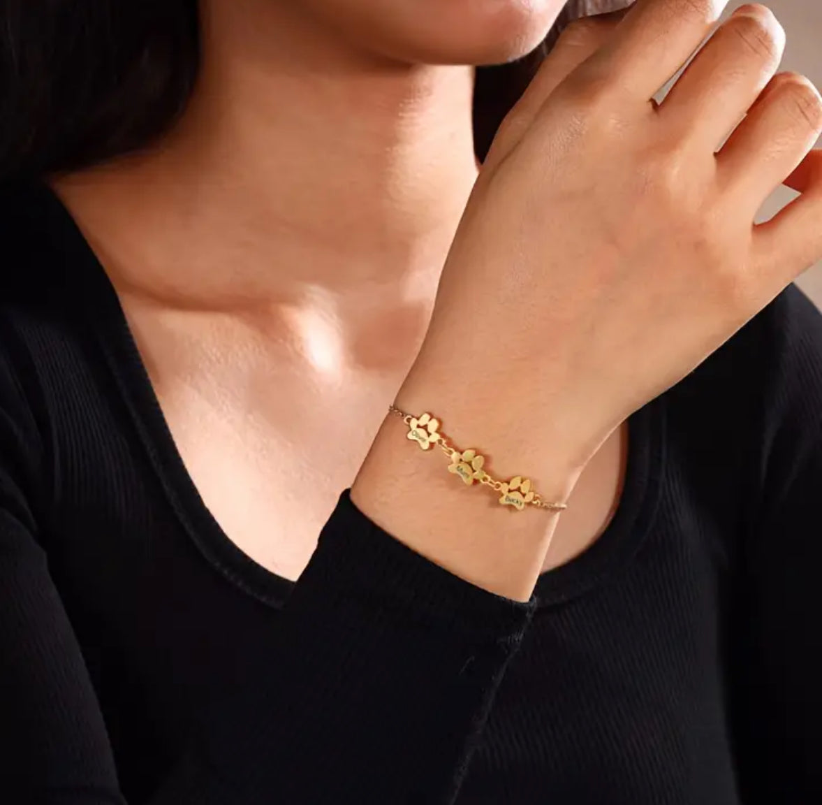 Armband Pfote - personalisiert Gold/ Silber